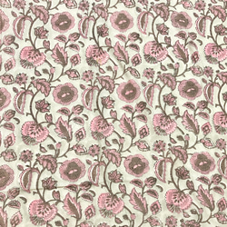 [50cm單位]深灰綠色灰色粉紅色花朵帶一隻耳朵圖案印度手工塊印花織物紡織品 第5張的照片