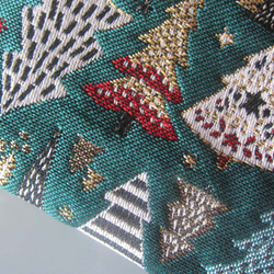 再再販クリスマス2025　フランス生地　もみの木のポーチ　Sサイズ　コスメ入れ　デバイス入れ　クリスマスツリー 3枚目の画像