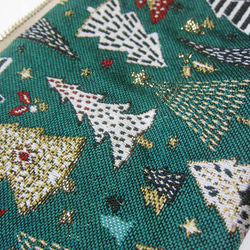 再再販クリスマス2025　フランス生地　もみの木のポーチ　Sサイズ　コスメ入れ　デバイス入れ　クリスマスツリー 2枚目の画像