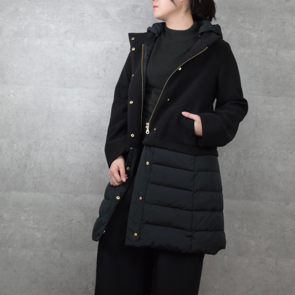 【送料無料】 2WAY 簡単着こなし 切り替えダウンコート ブラウン 上部分