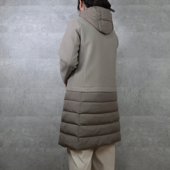 【送料無料】 2WAY 簡単着こなし 切り替えダウンコート ブラウン 上部分