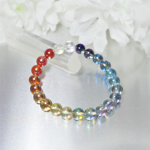 美色グラデーション マルチカラー スギライトブレスレット 9