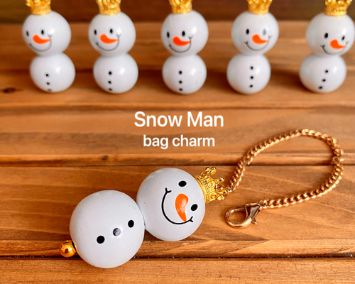 SnowMan Bagcharm》可愛い木製の雪だるま・バッグチャーム・スノーマン