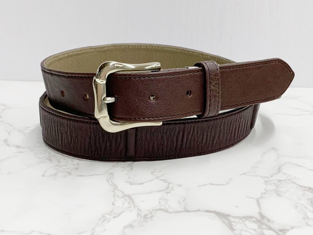 日本製　牛革　伸びる（ライブ）ベルト　ストレッチ　上質　洋銀バックル