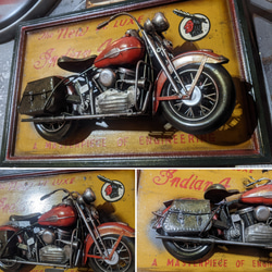 アメリカンな部屋/ 3D アンティークボード/ アメリカンバイク インディアン/ ブリキカー モデル/ #店舗什器 4枚目の画像
