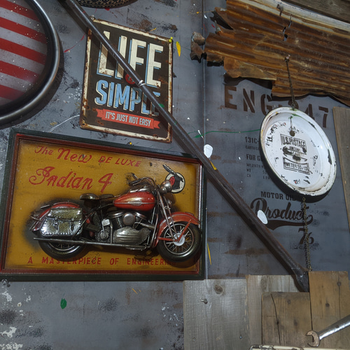 アメリカンバイク サインボード 立体的 3D 壁掛け看板 ガレージ雑貨