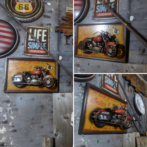 アメリカンな部屋/ 3D アンティークボード/ アメリカンバイク