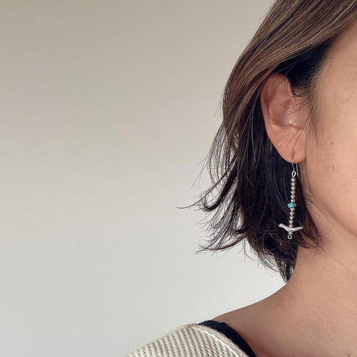 贅沢 ナバホパール×ターコイズ×シェルバード✶silver925 シルバー アクセサリー