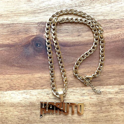 名入れネックレス♡イニシャル✨キューバンチェーン ネームネックレス ハンドメイド オーダーメイド お好きな名前 大きなネームネックレス キューバ