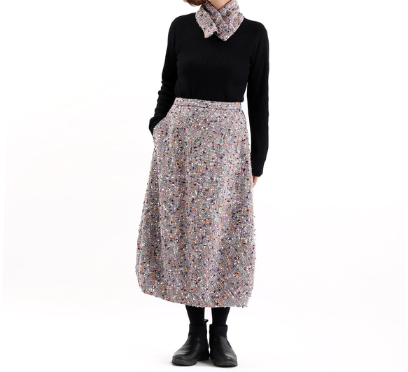 #407バルーンスカート(ネップツイードA色) 1枚目の画像
