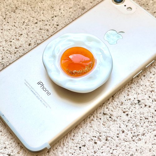 目玉★スマホグリップ 携帯グリップ 〜目玉焼き〜 スマホスタンド・スマホスピーカー