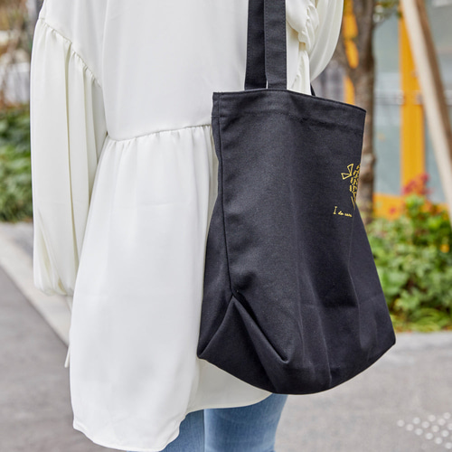 咲き編みの輪 A4万能トートバッグ｜ブラック×ゴールド トートバッグ