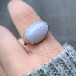 【受注制作】大粒　ラベンダー翡翠　リング （真鍮・シルバー） 5枚目の画像