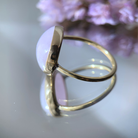 【受注制作】大粒　ラベンダー翡翠　リング （真鍮・シルバー） 3枚目の画像