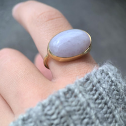 【受注制作】大粒　ラベンダー翡翠　リング （真鍮・シルバー） 6枚目の画像