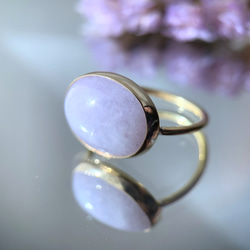 【受注制作】大粒　ラベンダー翡翠　リング （真鍮・シルバー） 2枚目の画像
