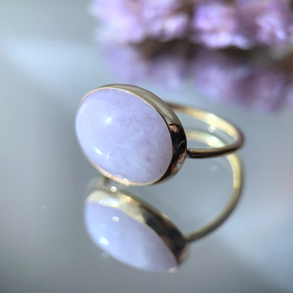 【受注制作】大粒　ラベンダー翡翠　リング （真鍮・シルバー） 2枚目の画像