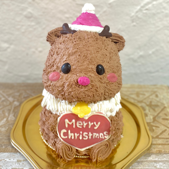 トナカイサンタの立体ケーキ　クリスマスケーキ　X'mas　個数限定　[お届けは12/20まで　希望日指定可能] 1枚目の画像