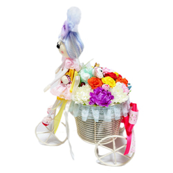 【バラの花束】仔猫と自転車の花売り少女【つまみ細工】 8枚目の画像