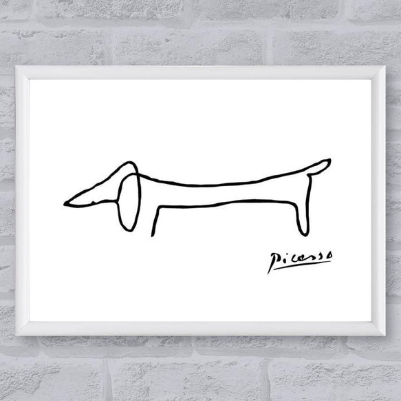 アートポスター A4 犬の絵 北欧 シンプル モダン サイズ可変 1枚目の画像