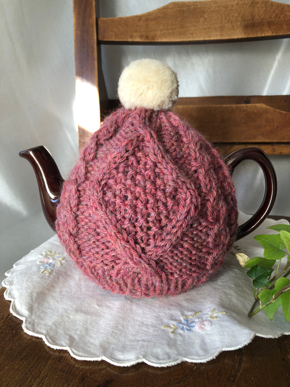 ティーポットカバーアラン編み毛糸