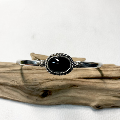 シルバー925 オーバル型 オニキス バングル シルバー925 オーバル型