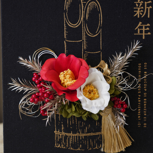 お正月】謹賀新年•キャンバスフラワー/門松 004 しめ縄