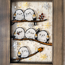 送料無料*ステンドグラス風*シマエナガ・冬の鳥・雪の妖精・北海道