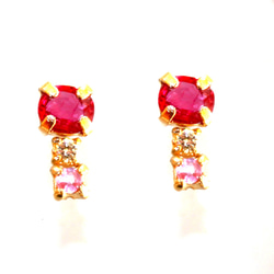 - lovely - Ruby & Pink Sapphire Earrings/Pierce 8枚目の画像