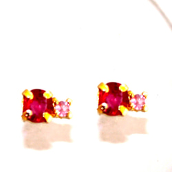 - lovely - Ruby & Pink Sapphire Earrings/Pierce 2枚目の画像