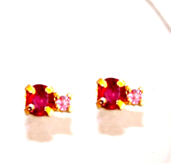 - lovely - Ruby & Pink Sapphire Earrings/Pierce 2枚目の画像