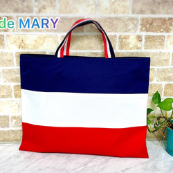 Rady❤トリコロールカラーハンドバッグ マリンカラーバッグ トリコロールカラーストラップ ビジューバッグ 4色展開