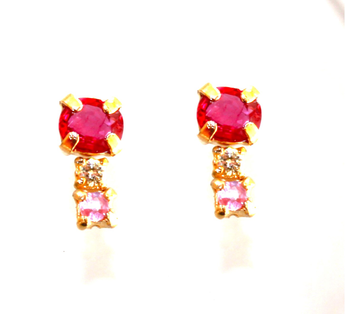 - lovely - Diamond & Ruby & Pink Sapphire Earrings/Pierce
