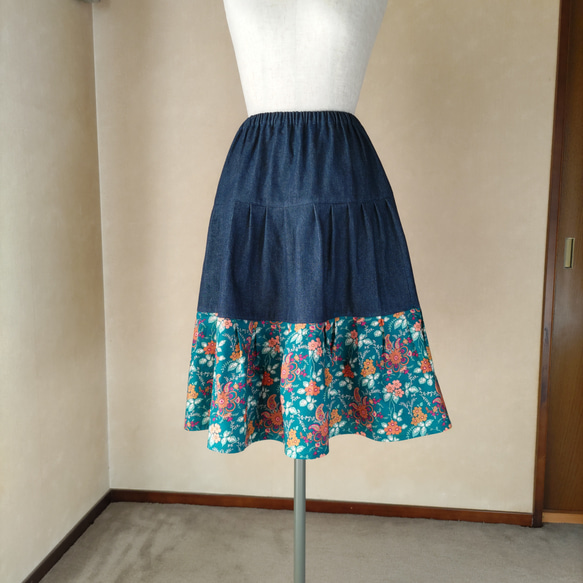 裾のフリルが素敵なリバティスカート　（ティアードスカート） 10枚目の画像