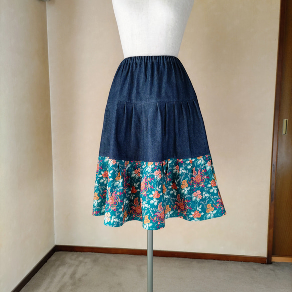 裾のフリルが素敵なリバティスカート　（ティアードスカート） 7枚目の画像