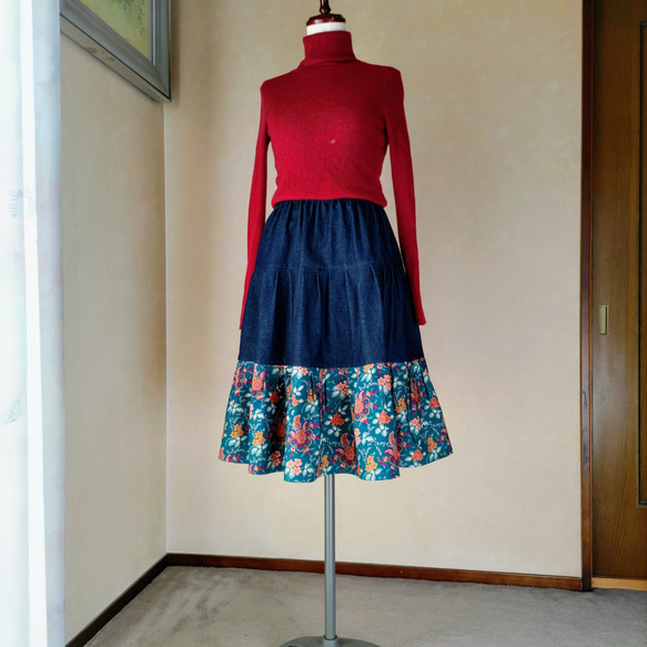 裾のフリルが素敵なリバティスカート　（ティアードスカート） 5枚目の画像