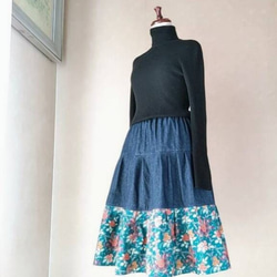 裾のフリルが素敵なリバティスカート　（ティアードスカート） 2枚目の画像