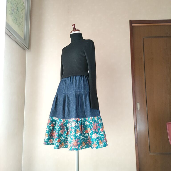 裾のフリルが素敵なリバティスカート　（ティアードスカート） 3枚目の画像