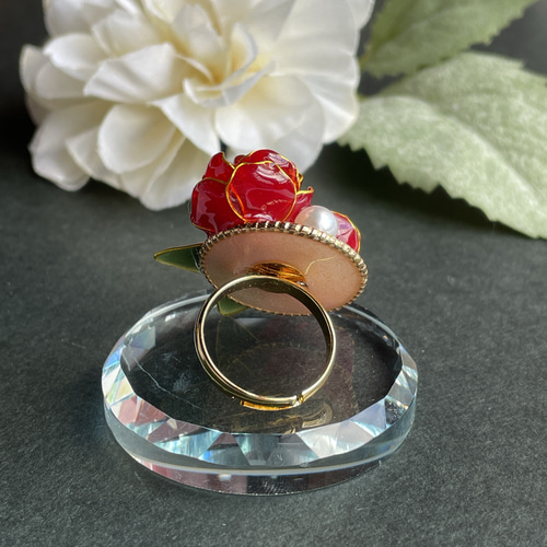 リング「真紅の薔薇」〜二輪 K16GP 指輪・リング 花雫 通販
