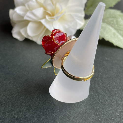 リング「真紅の薔薇」〜二輪 K16GP 指輪・リング 花雫 通販