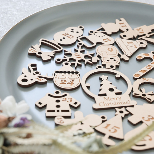木製✦アドベントカレンダー タグ/Christmas 25点セット♪】ツリー