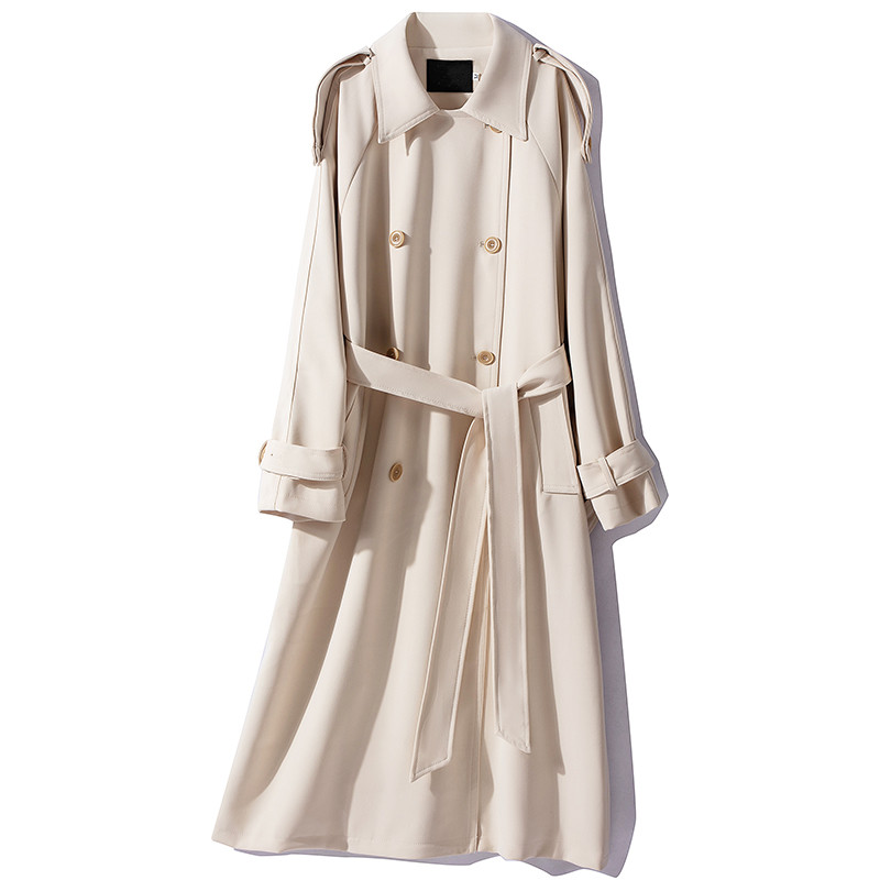 お洒落コート　イギリス風ロングコート　トレンチコート　ベージュ　#L127BE