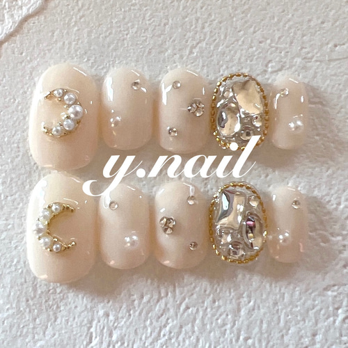 韓国ネイル/月ネイル/埋め尽くしネイル/ガーリーネイル ネイルチップ  