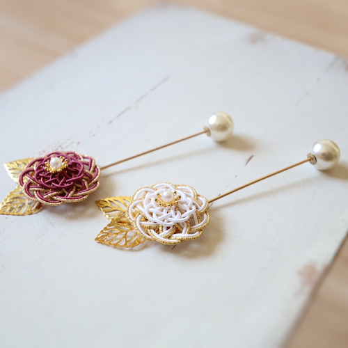 水引のピンブローチ ハットピン ストールピン 和 和風 ブローチ もな