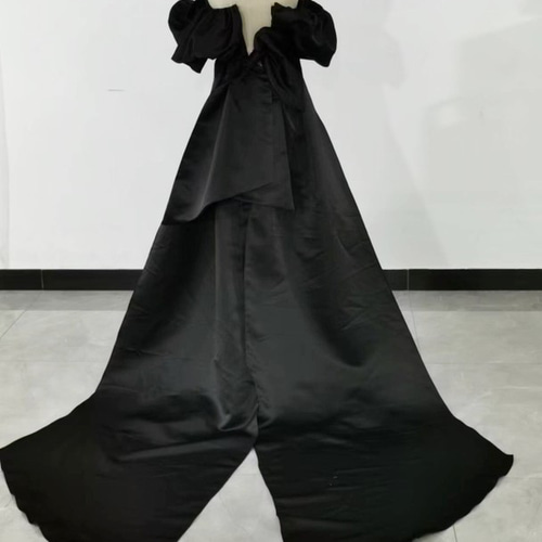 オフショルダー サテン ウェディングドレス ロケ撮 トレーン オーダー  