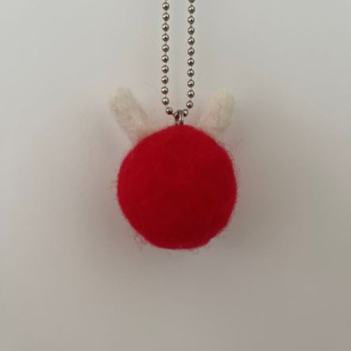 確認用 羊毛フェルト うさぎ ボールチェーン ライラック 確認用羊毛