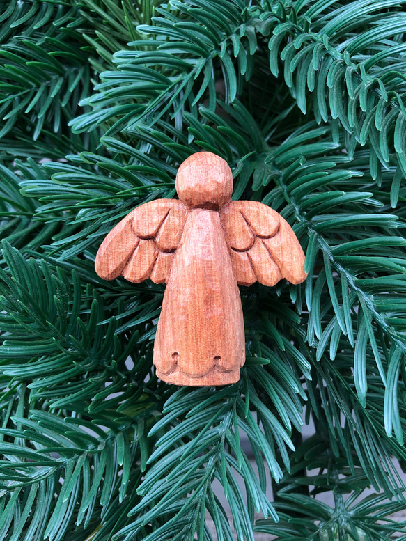 クリスマス / オーナメント / 木彫り / 小さな天使 1枚目の画像
