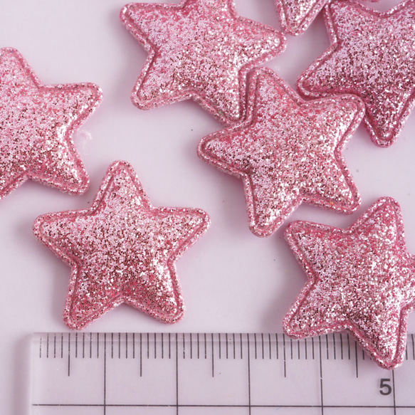 (20個) 25mm キラキラ星のモチーフ　ピンク　☆　ラメ　キッズアクセサリー　クリスマス 5枚目の画像