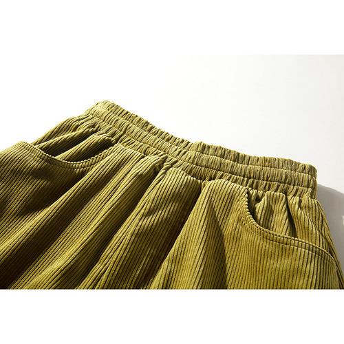 ワイドパンツ コーデュロイワイドパンツ ロングパンツ からし色