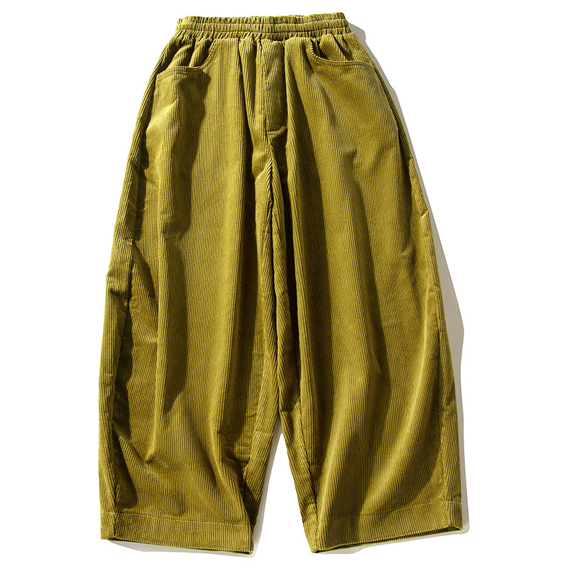 ワイドパンツ　コーデュロイワイドパンツ　ロングパンツ　からし色　#L129YE